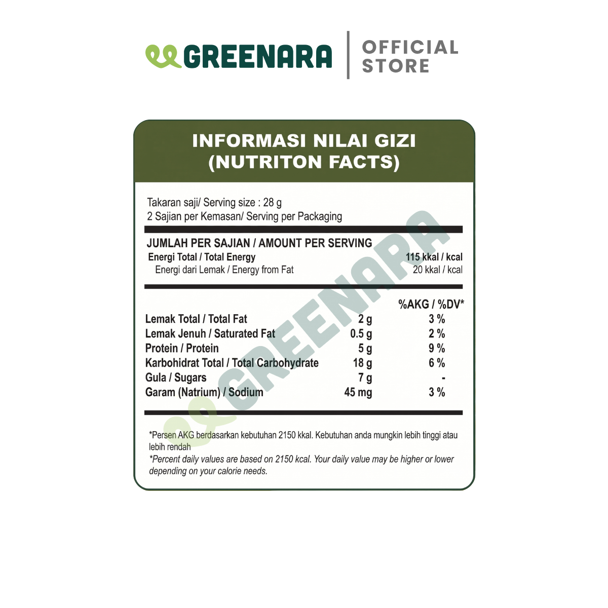 Greenara Natural Roasted Chickpea Savory 56g / Kacang Arab Panggang Gurih / Snack Sehat
