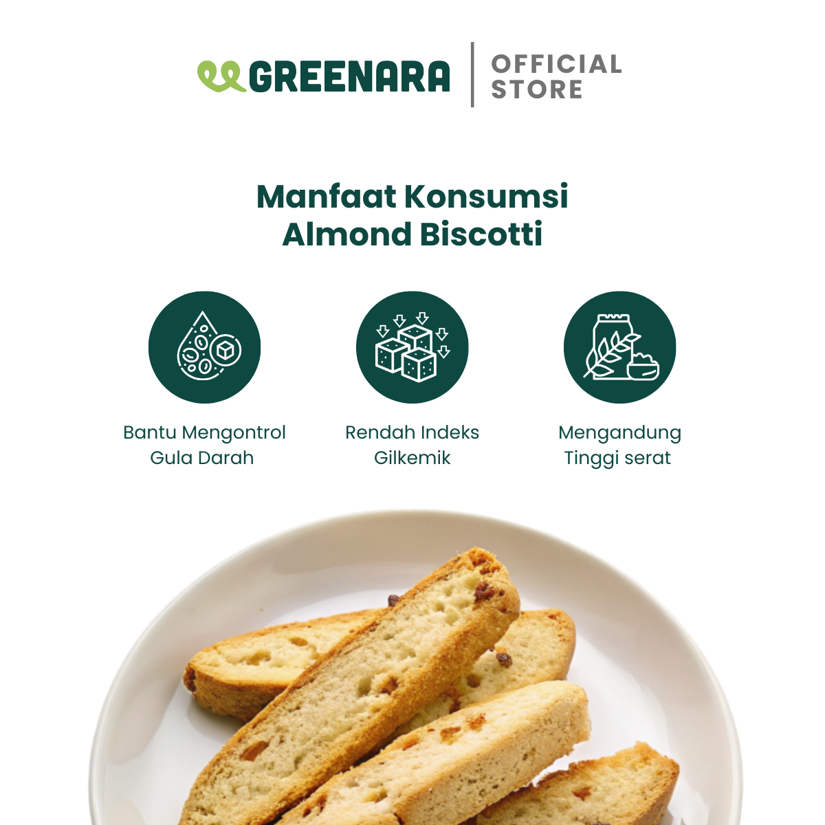 Greenara Classic Italian Almond Biscotti 125gr