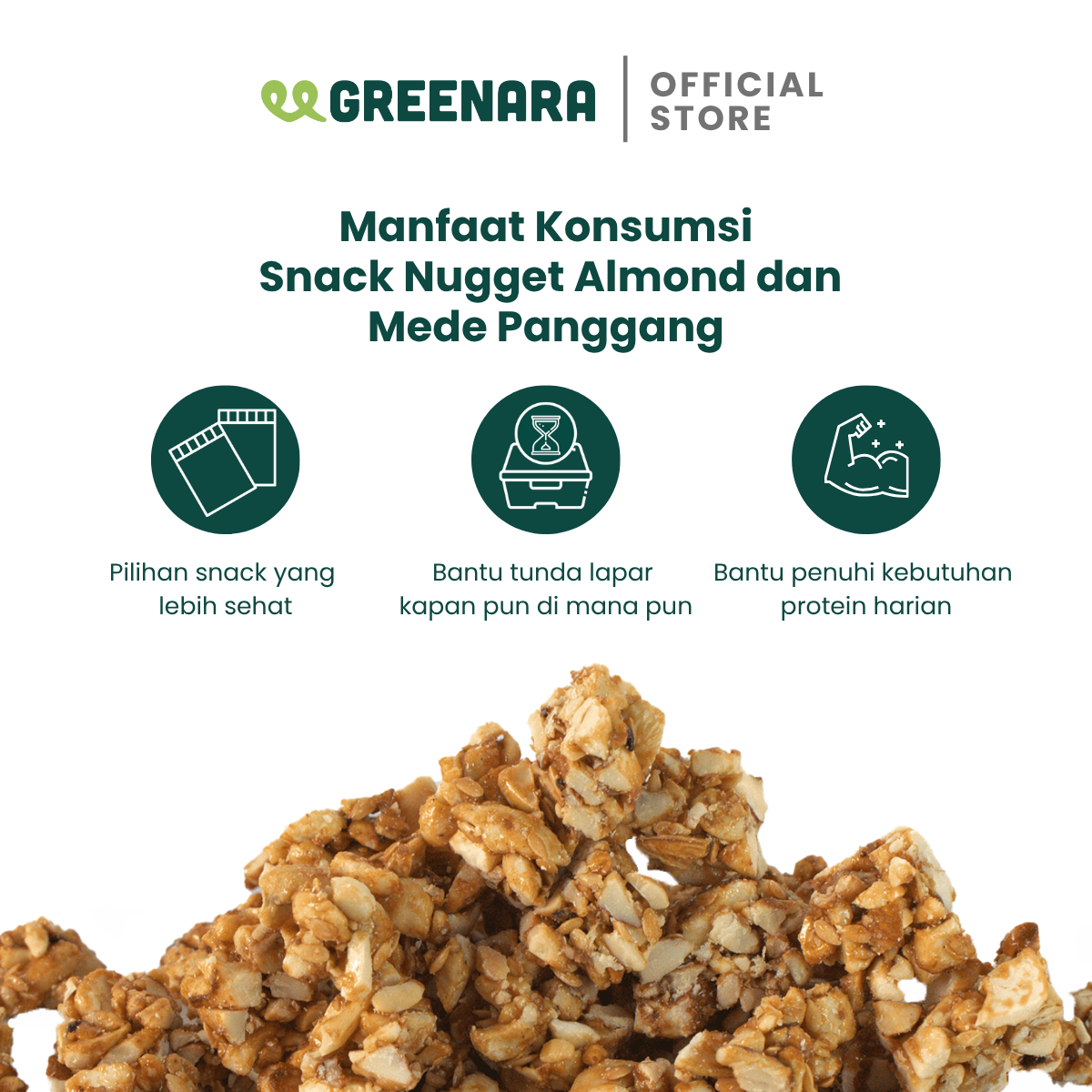 Greenara Nuggets Almond & Cashew / Snack Nugget Almond dan Mede Panggang