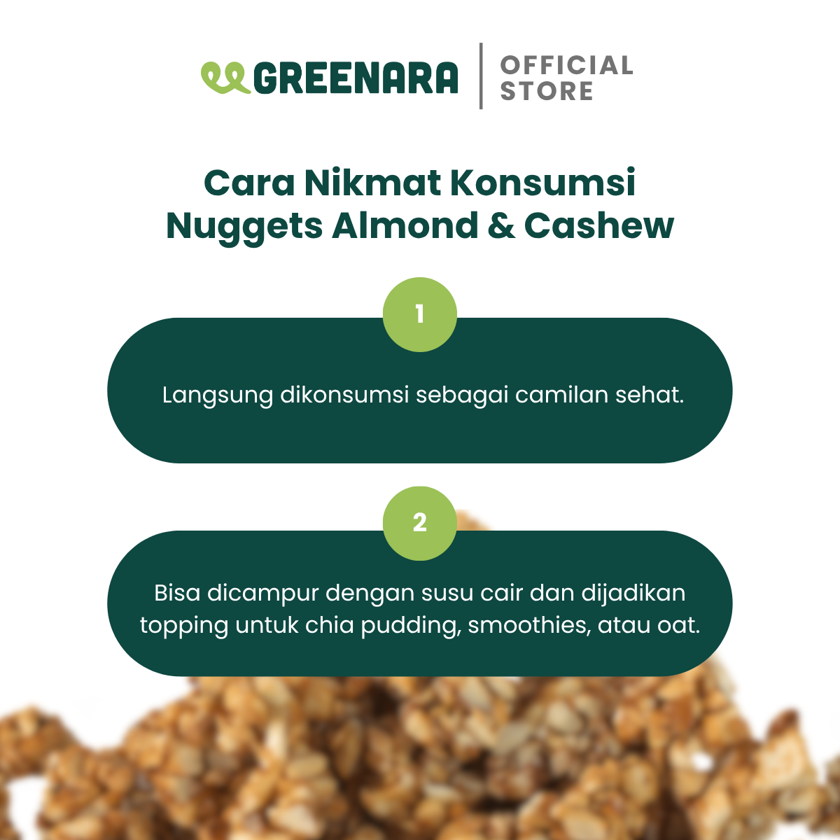 Greenara Nuggets Almond & Cashew / Snack Nugget Almond dan Mede Panggang