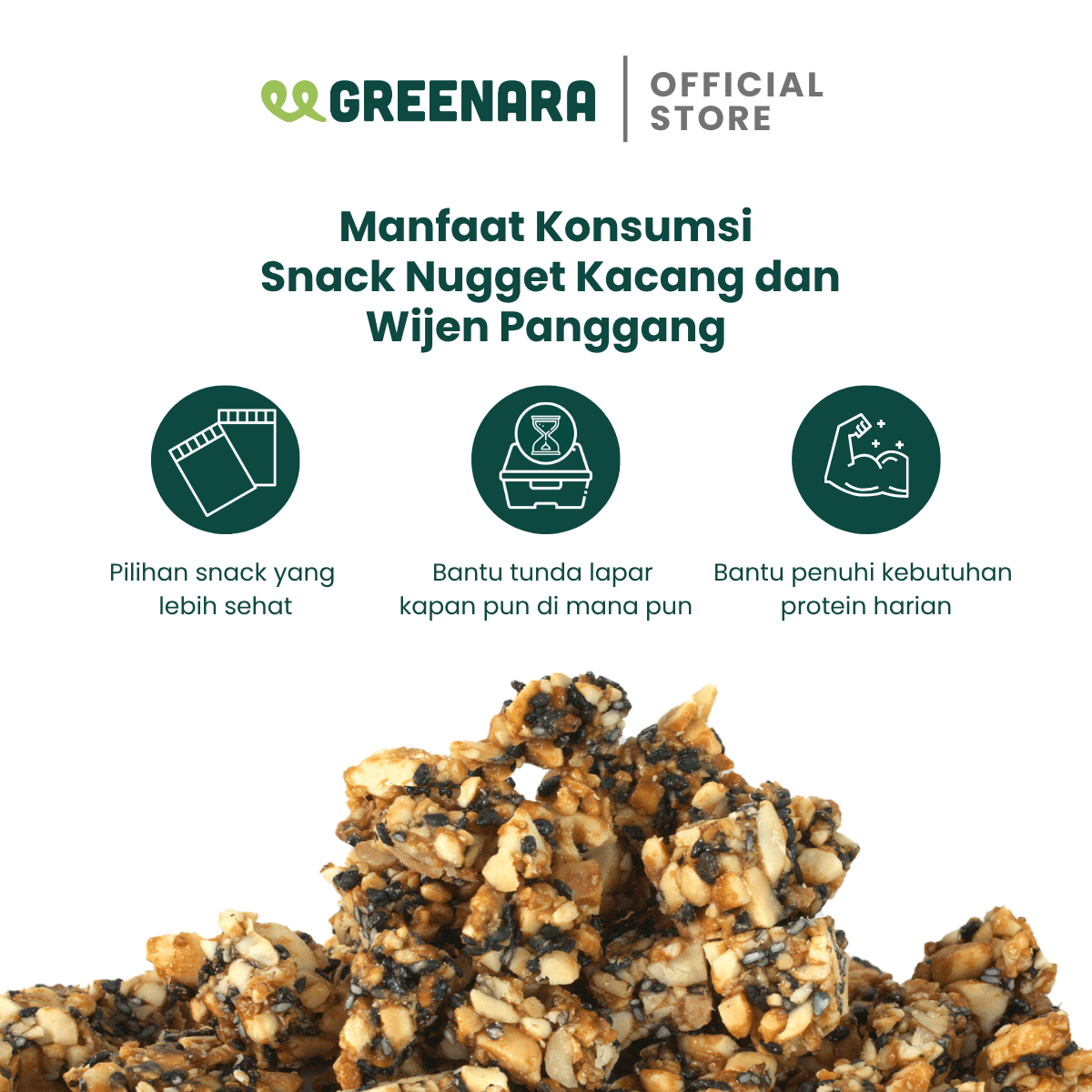 Greenara Nuggets Peanut & Sesame / Snack Nugget Kacang dan Wijen Panggang