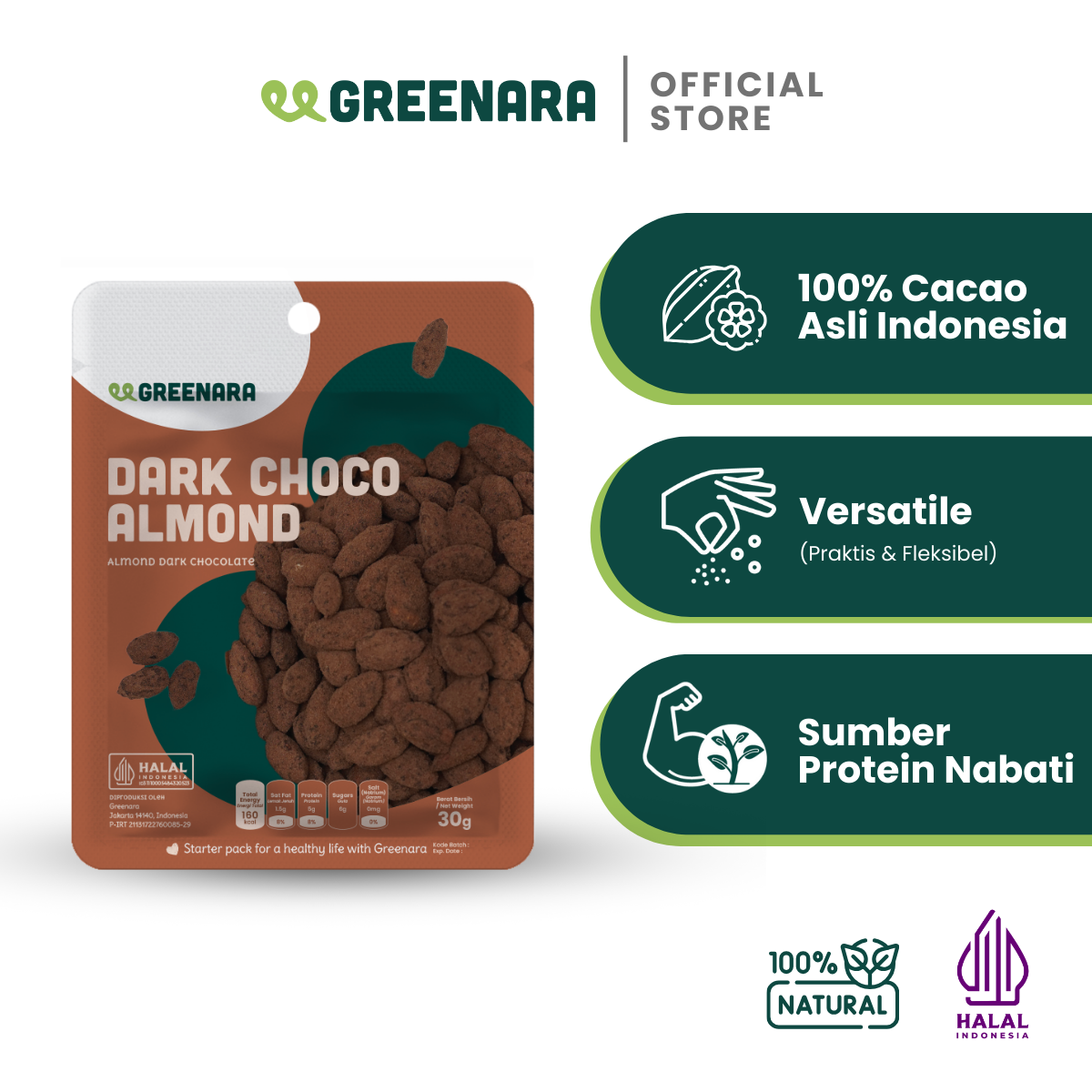 One Serving Dark Choco Almond 30g / Almond Chocolate