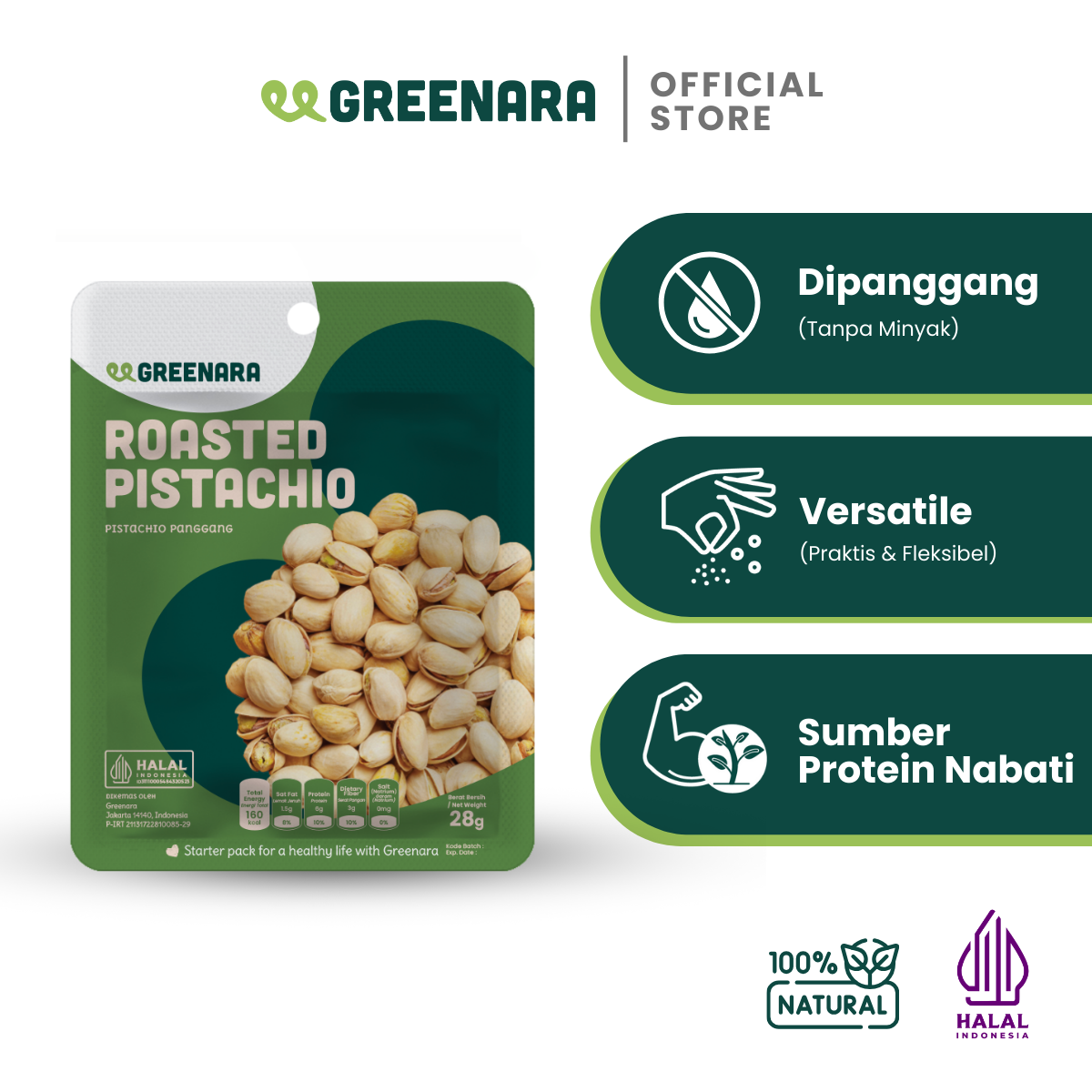 One Serving Roasted Pistachio 28g / Kacang Pistachio