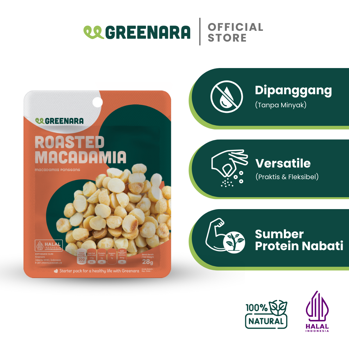 One Serving Roasted Macadamia 28g / Kacang Macadamia