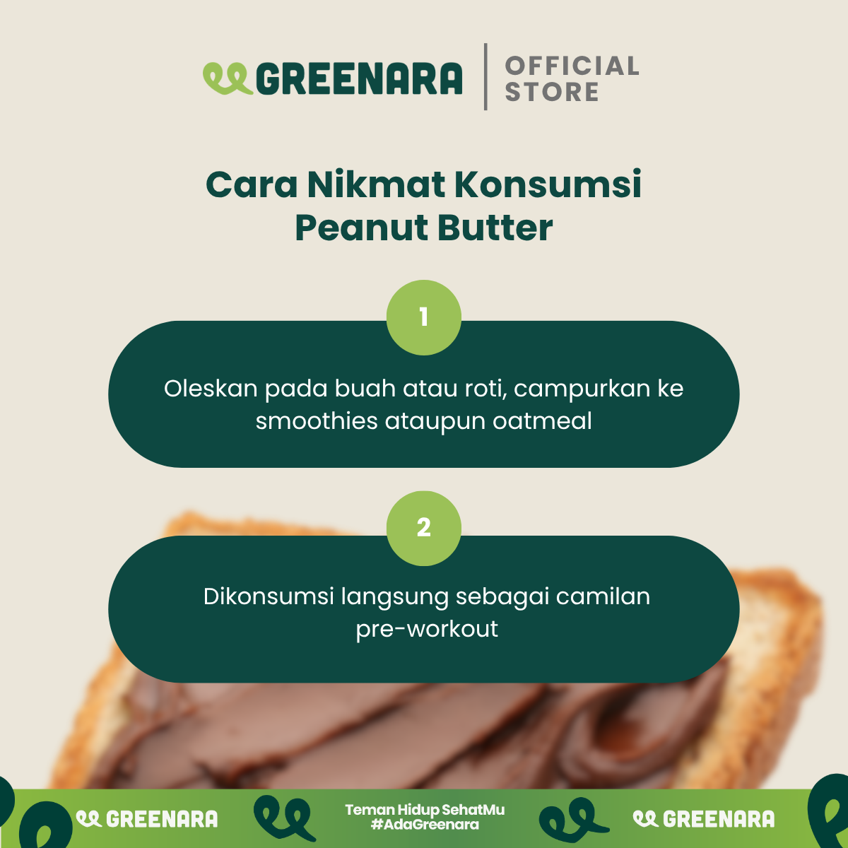 Greenara Natural Peanut Choco Butter 230gr Rendah Kalori (100kal/saji) / Selai Kacang Rendah Kalori