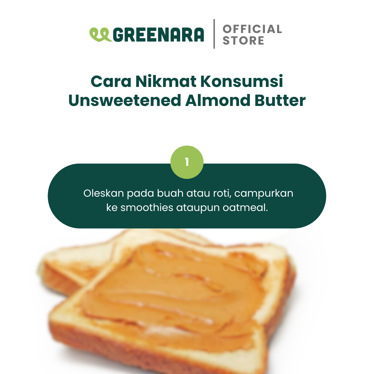 Greenara Unsweetened (Original) Almond Butter 230gr / Selai Almond