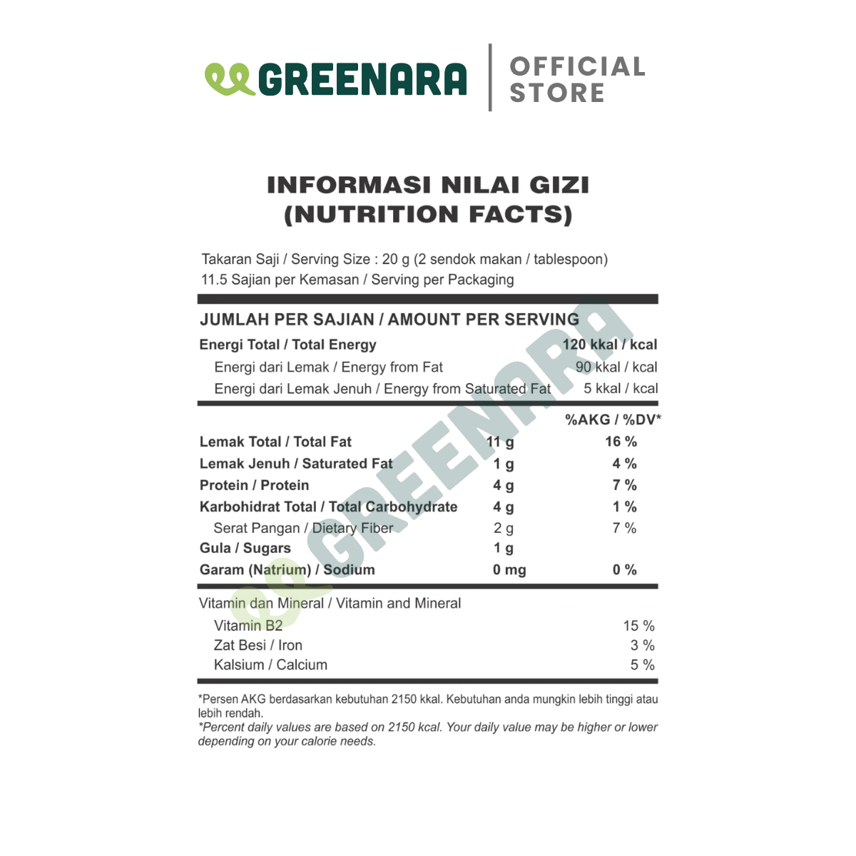 Greenara Unsweetened (Original) Almond Butter 230g Low Calorie (120cal/serv)/Selai Kacang Rendah Kalori