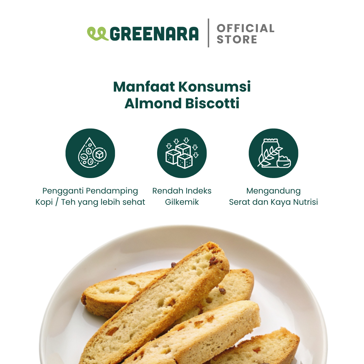 Greenara Classic Italian Almond Biscotti 125gr