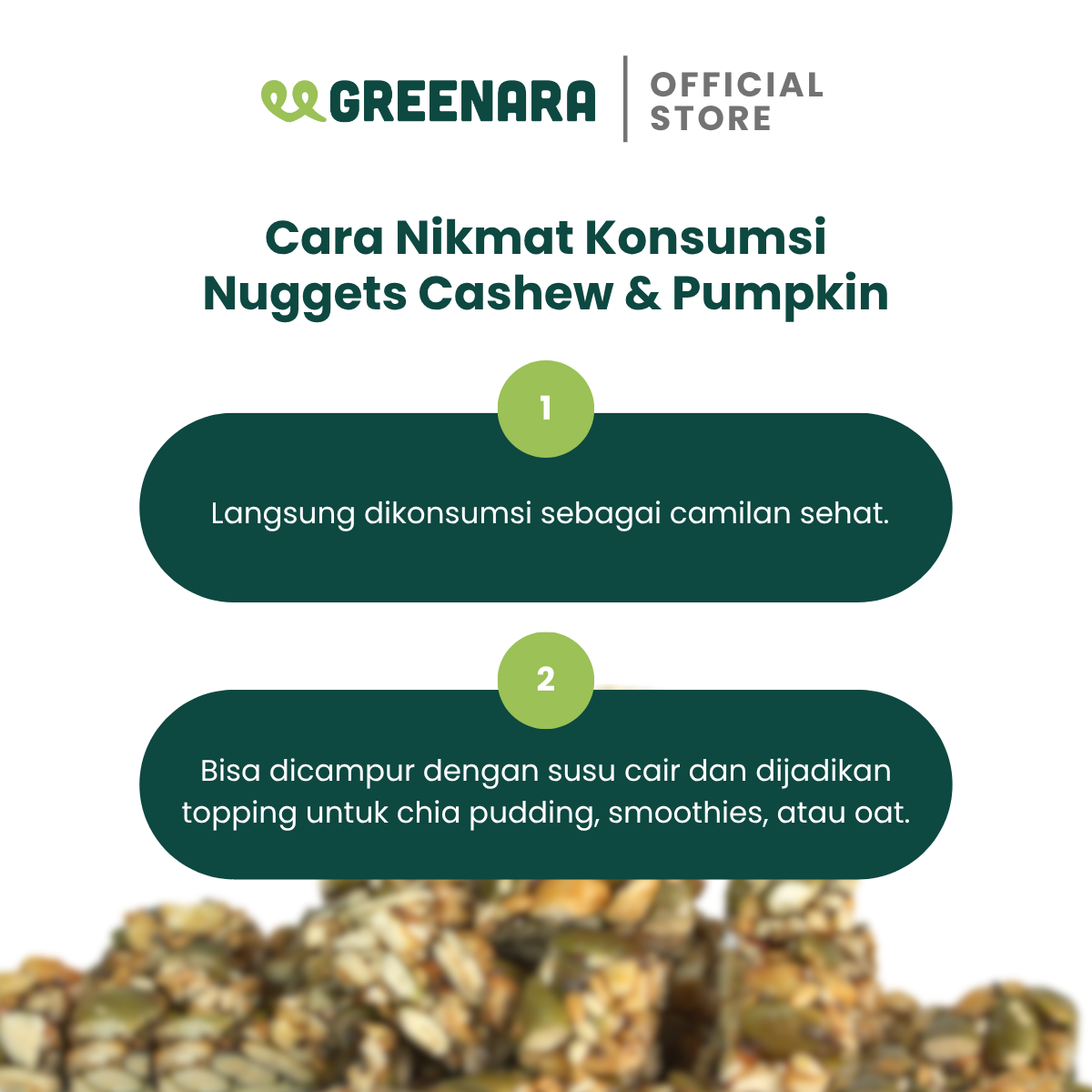 Greenara Nuggets Plant Based Snack Tinggi Protein / Cemilan Almond/ Cashew/ Pumpkin/ Wijen/ Peanut