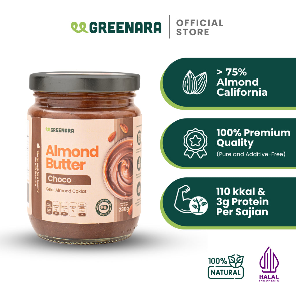 Greenara Natural Nut Butter 230g Low Calorie /Selai Kacang Alami/ Peanut/ Almond/ Cashew