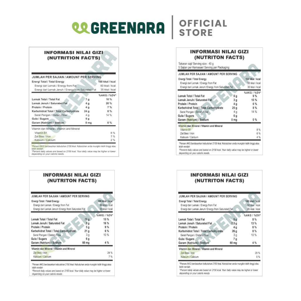 Greenara Vegan Granola / Camilan Sehat (160-180kkal/saji)