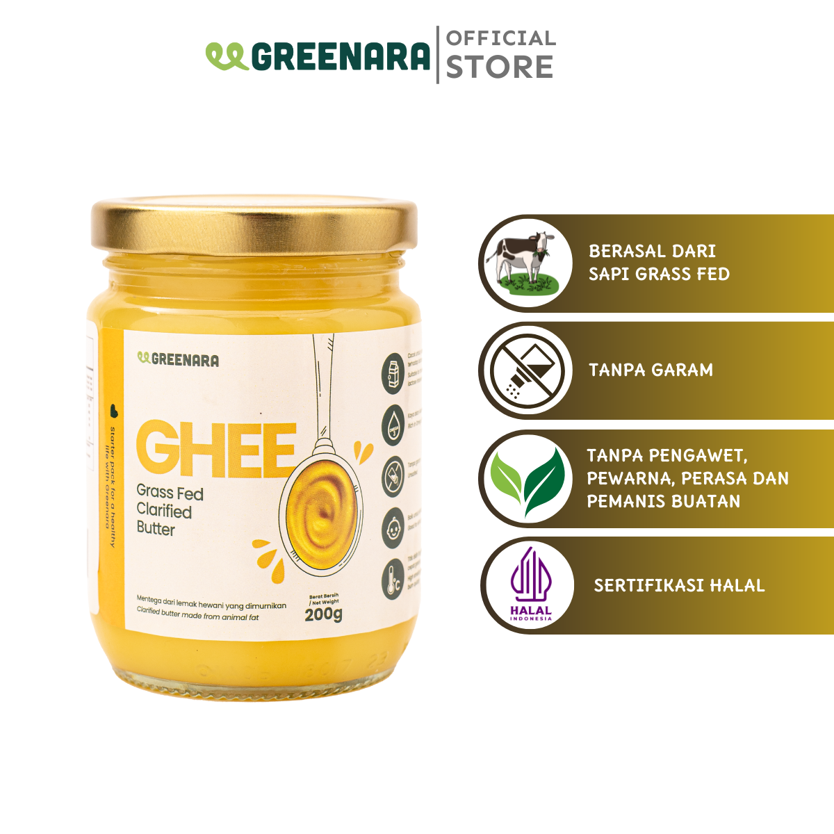 Ghee Grass Fed Clarified Butter Original – Greenara