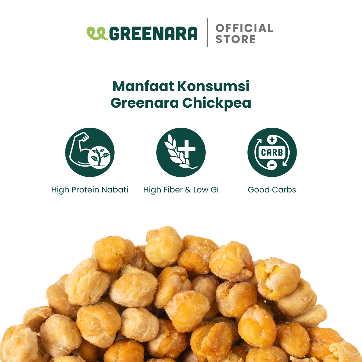 Greenara Natural Roasted Chickpea Sea Salt 56g / Kacang Arab Panggang Rasa Sea Salt / Snack Sehat