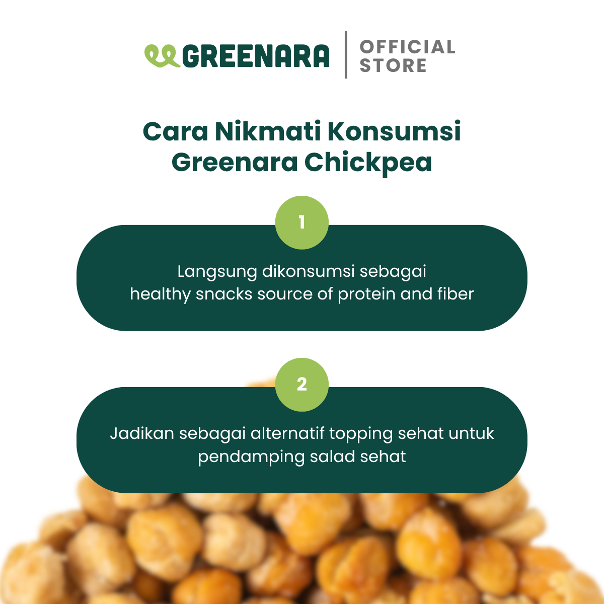Greenara Natural Roasted Chickpea Sea Salt 56g / Kacang Arab Panggang Rasa Sea Salt / Snack Sehat