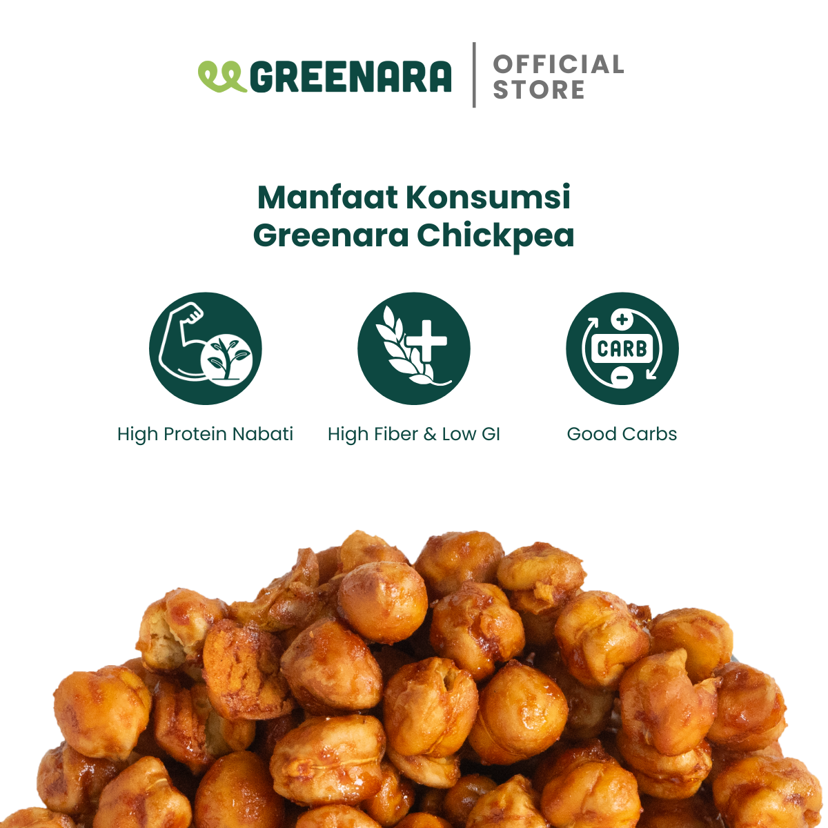Greenara Natural Roasted Chickpea Sriracha 56g / Kacang Arab Panggang Rasa Sriracha / Snack Sehat