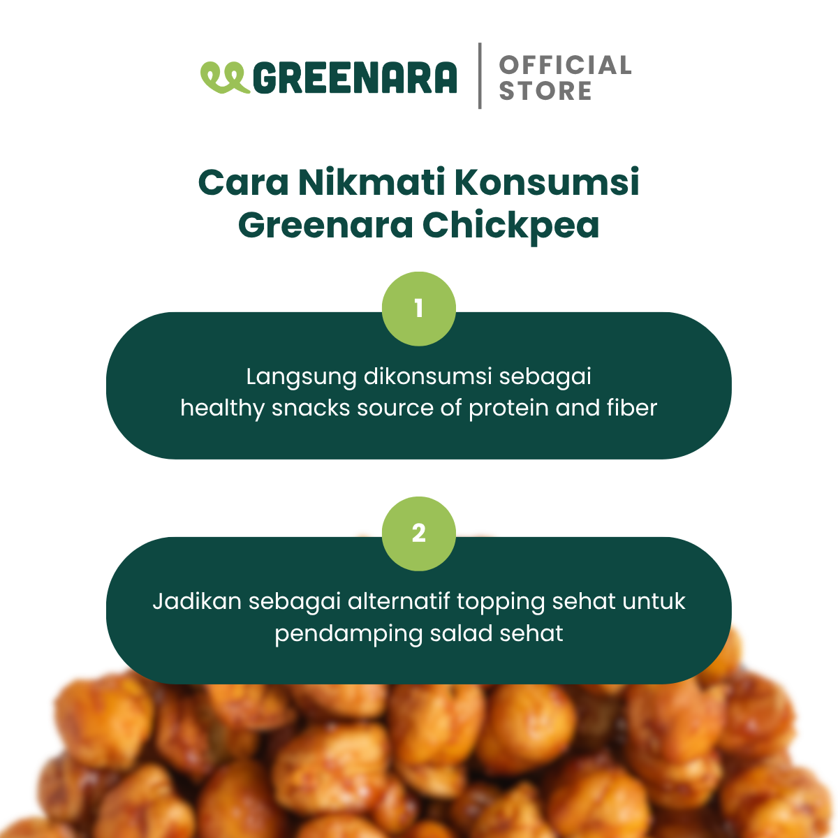 Greenara Natural Roasted Chickpea Sriracha 56g / Kacang Arab Panggang Rasa Sriracha / Snack Sehat