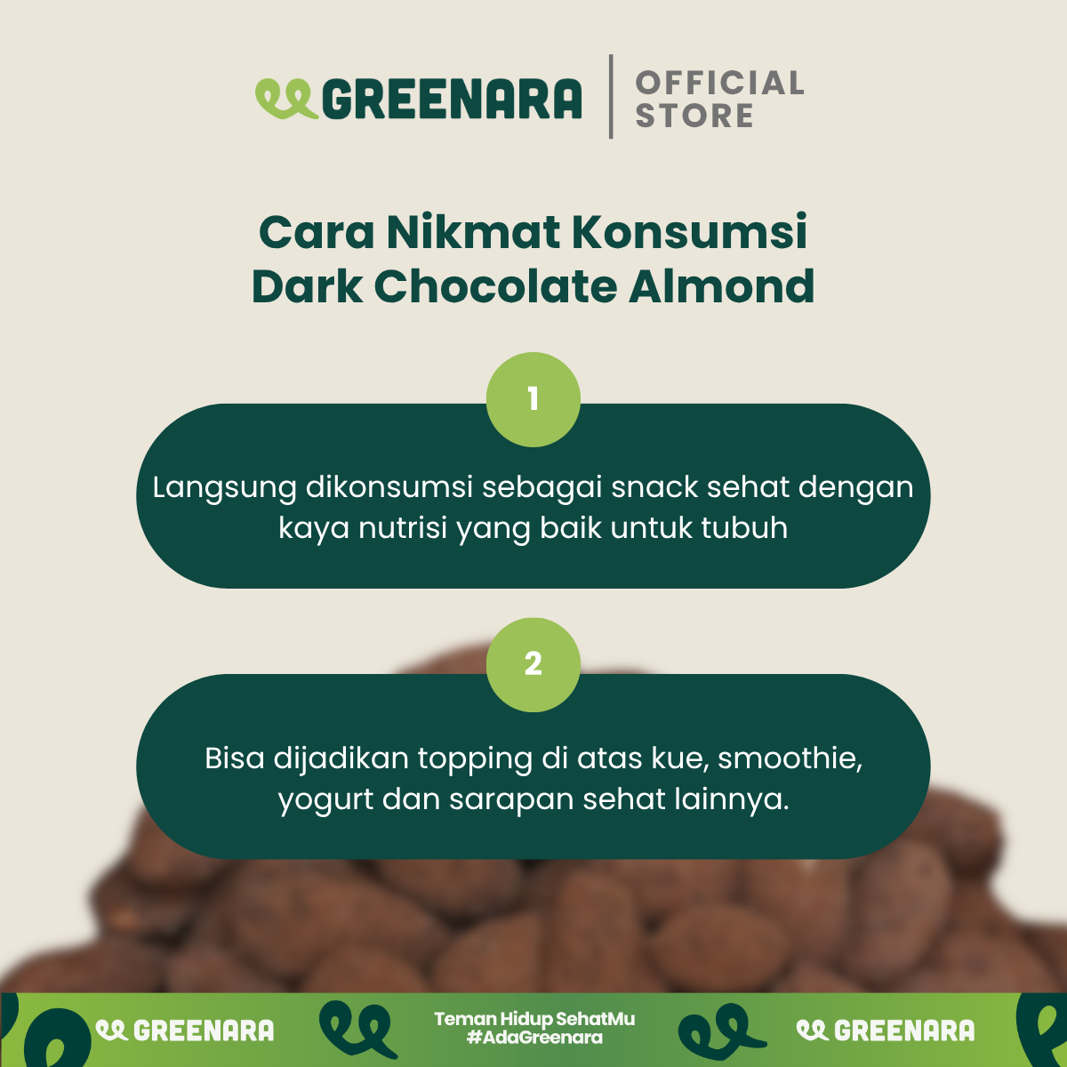 Satu Sajian Cokelat Hitam Almond 30g / Cokelat Almond