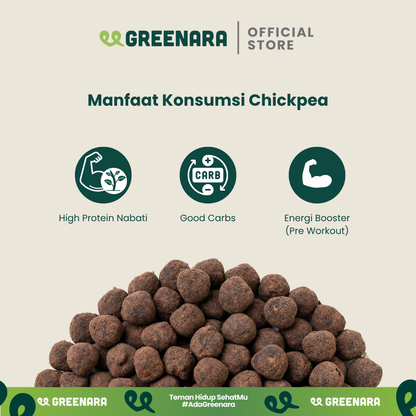 Greenara Natural Roasted Chickpea Dark Chocolate 56g / Kacang Arab Panggang Coklat / Snack Sehat