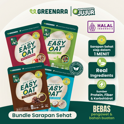 Greenara Natural Easy Oat / Instant Breakfast / Sarapan Sereal Sehat Kaya Nutrisi All Variant