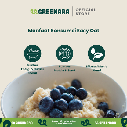 Greenara Easy Oat Coconut / Oatmeal Instan Rendah Kalori (160kkal/saji) Sarapan Tinggi Protein & Serat