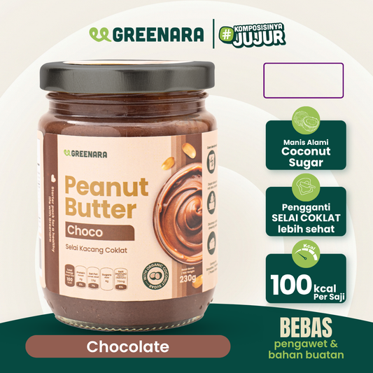 Greenara Natural Peanut Choco Butter 230gr Low Calorie (100cal/serv) / Selai Kacang Rendah Kalori
