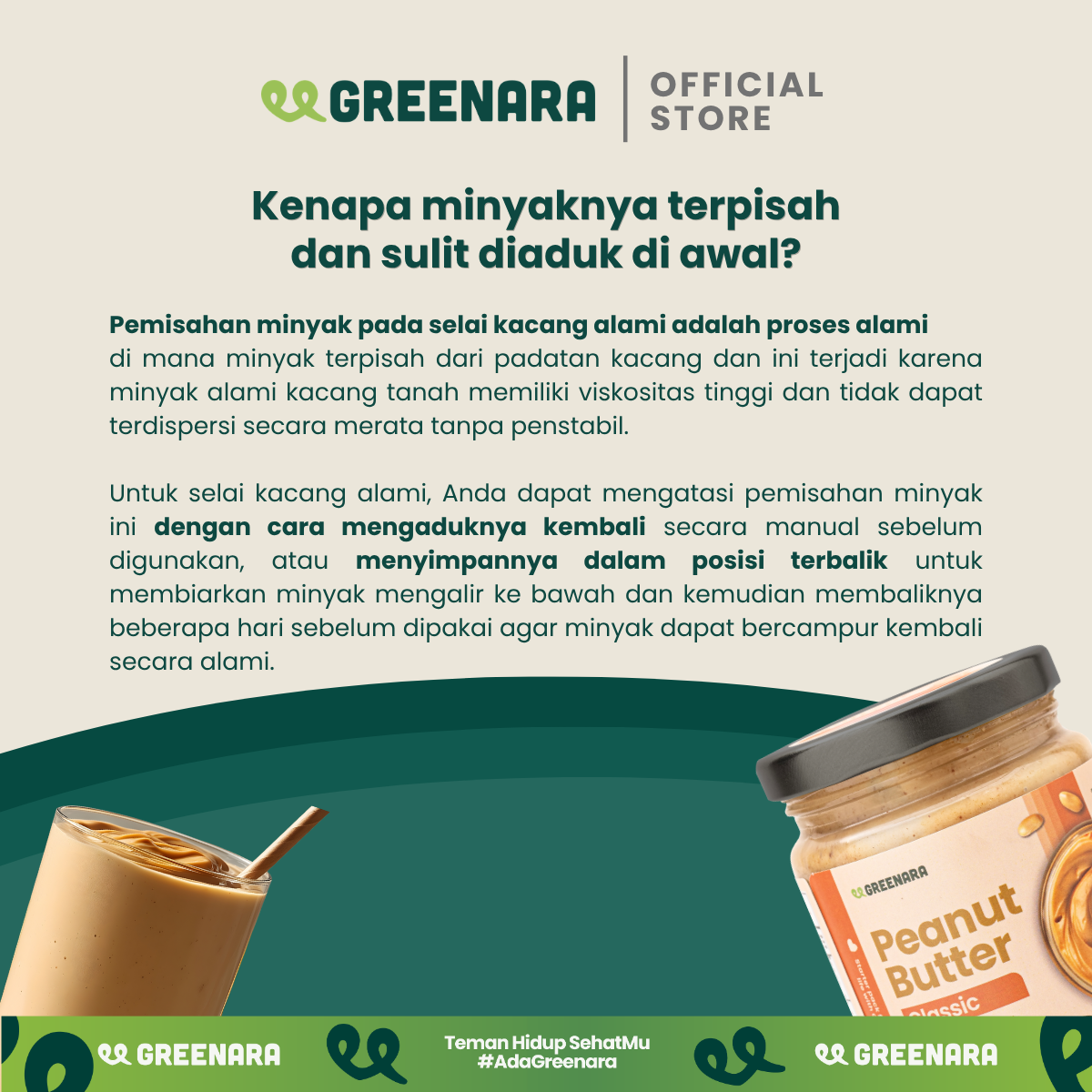 Greenara Natural Peanut Classic Butter 230g Low Calorie (100cal/serv) / Selai Kacang Rendah Kalori