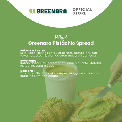 Greenara Pistachio Spread 1 Liter / Selai Kacang Pistachio untuk Baking Pastry Ingredients Roti