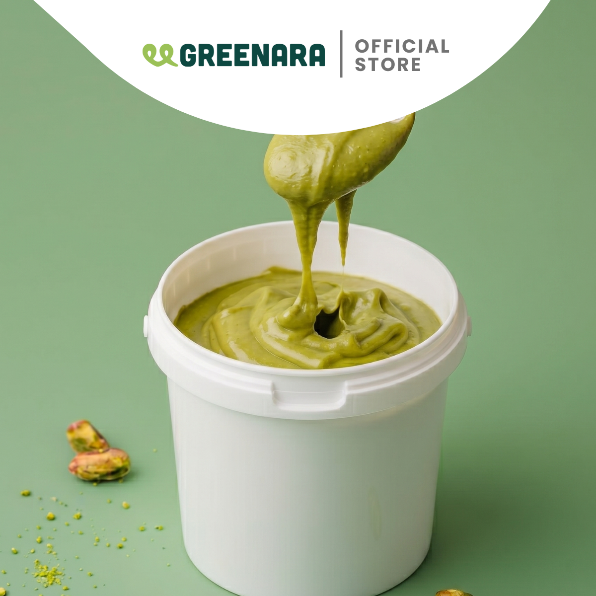Greenara Pistachio Spread 1 Liter / Selai Kacang Pistachio untuk Baking Pastry Ingredients Roti