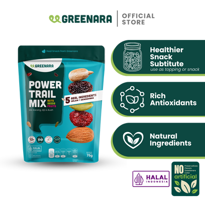 Greenara Natural Power Trail Mix 75gr / Healthy Snack (No Sugar Added) / Snack Sehat