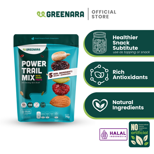 Greenara Natural Power Trail Mix 75gr / Healthy Snack (No Sugar Added) / Snack Sehat