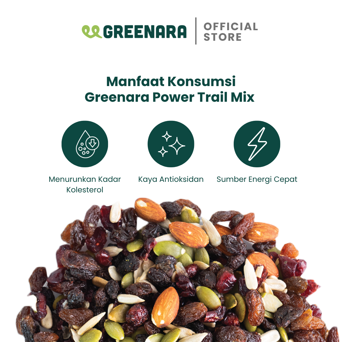 Greenara Natural Power Trail Mix 75gr / Healthy Snack (No Sugar Added) / Snack Sehat