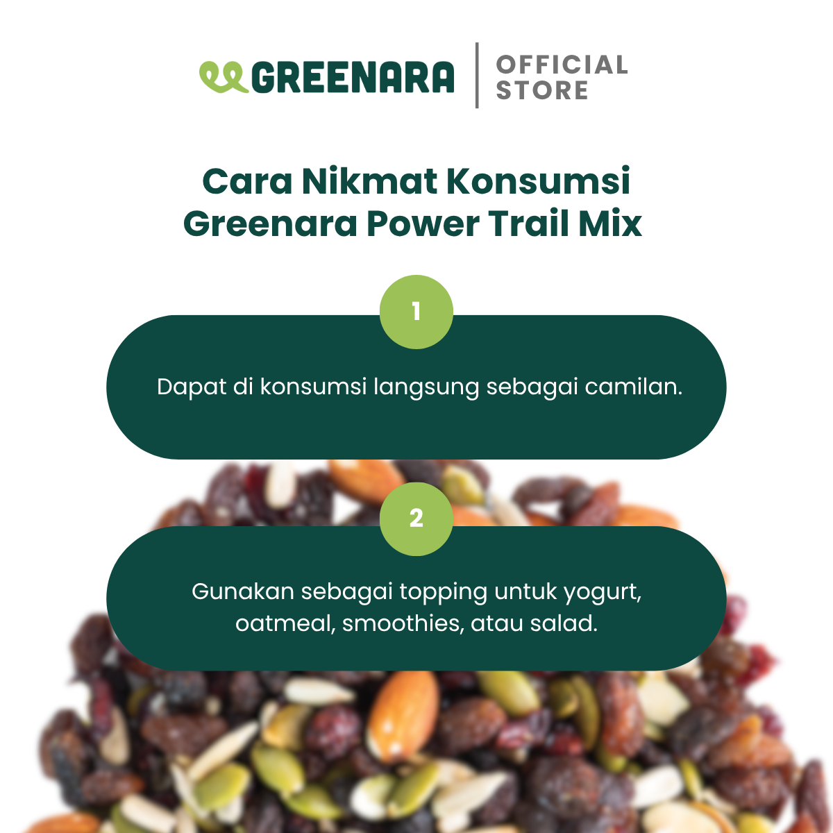 Greenara Natural Power Trail Mix 75gr / Healthy Snack (No Sugar Added) / Snack Sehat