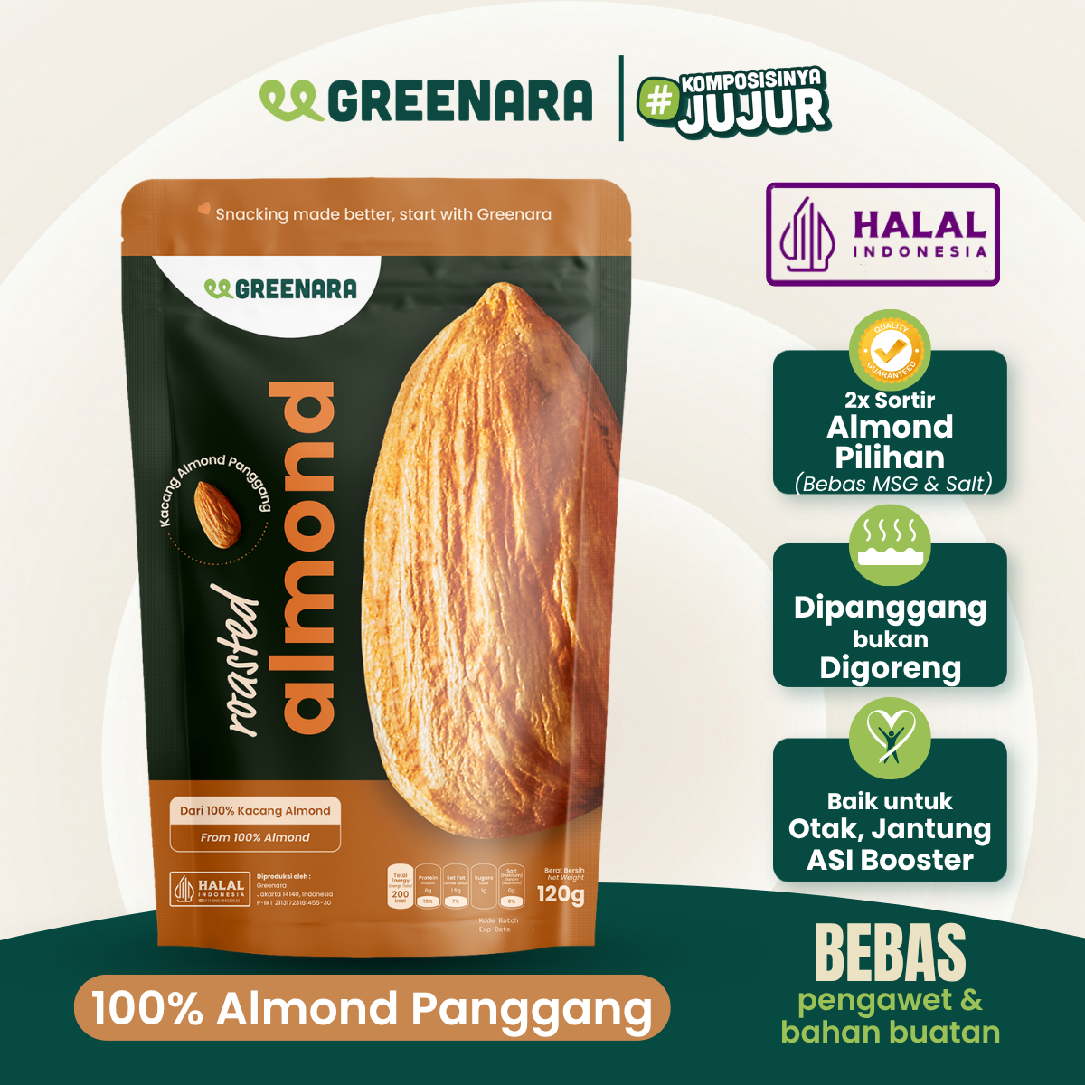 Kacang Almond Panggang Utuh