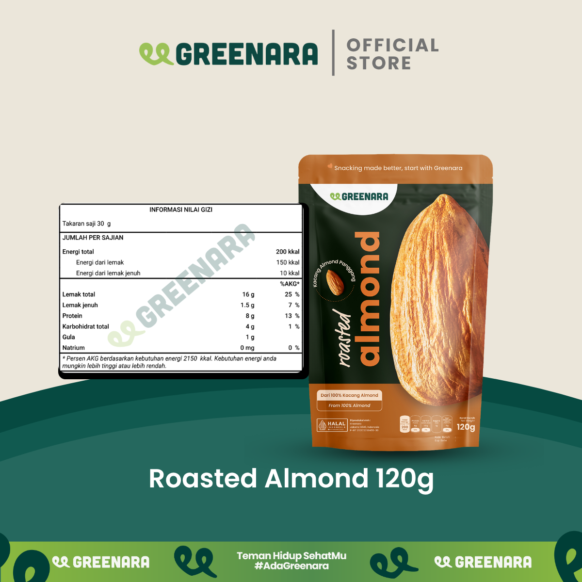 Kacang Almond Panggang Utuh