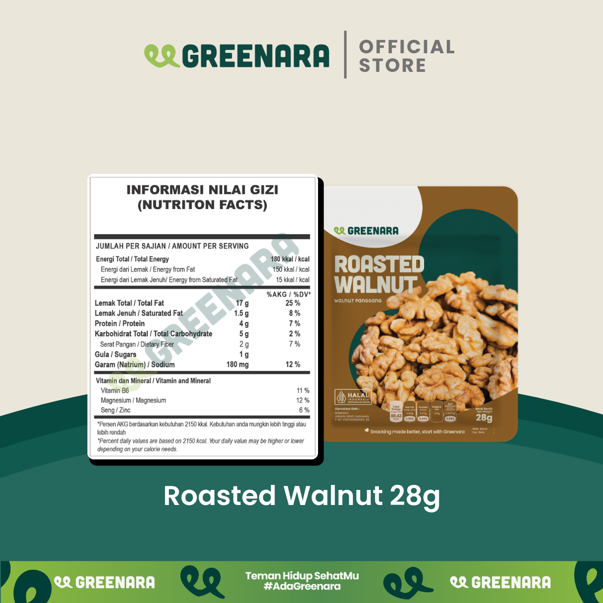 One Serving Roasted Walnut / Satu Sajian Kacang Walnut Panggang