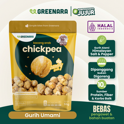 Greenara Natural Roasted Chickpea Savory 56g / Kacang Arab Panggang Gurih / Snack Sehat