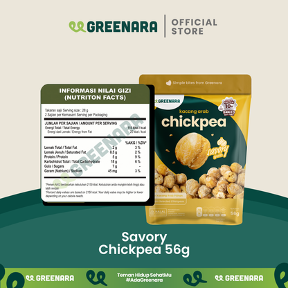 Greenara Natural Roasted Chickpea Savory 56g / Kacang Arab Panggang Gurih / Snack Sehat