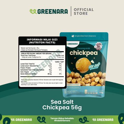 Greenara Natural Roasted Chickpea Sea Salt 56g / Kacang Arab Panggang Rasa Sea Salt / Snack Sehat