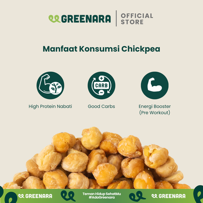 Greenara Natural Roasted Chickpea Sea Salt 56g / Kacang Arab Panggang Rasa Sea Salt / Snack Sehat