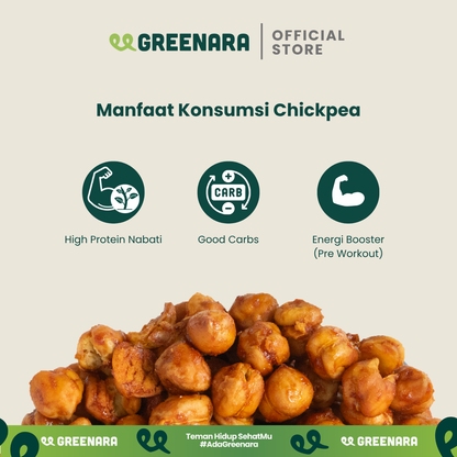 Greenara Natural Roasted Chickpea Sriracha 56g / Kacang Arab Panggang Rasa Sriracha / Snack Sehat