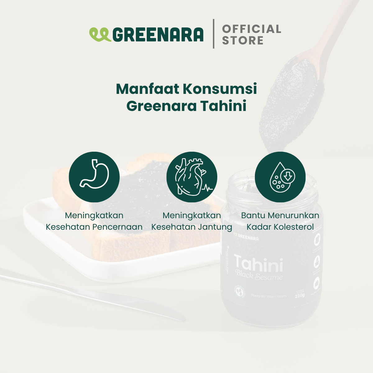 Greenara Tahini Biji Wijen Hitam Alami 1Kg / Selai Wijen