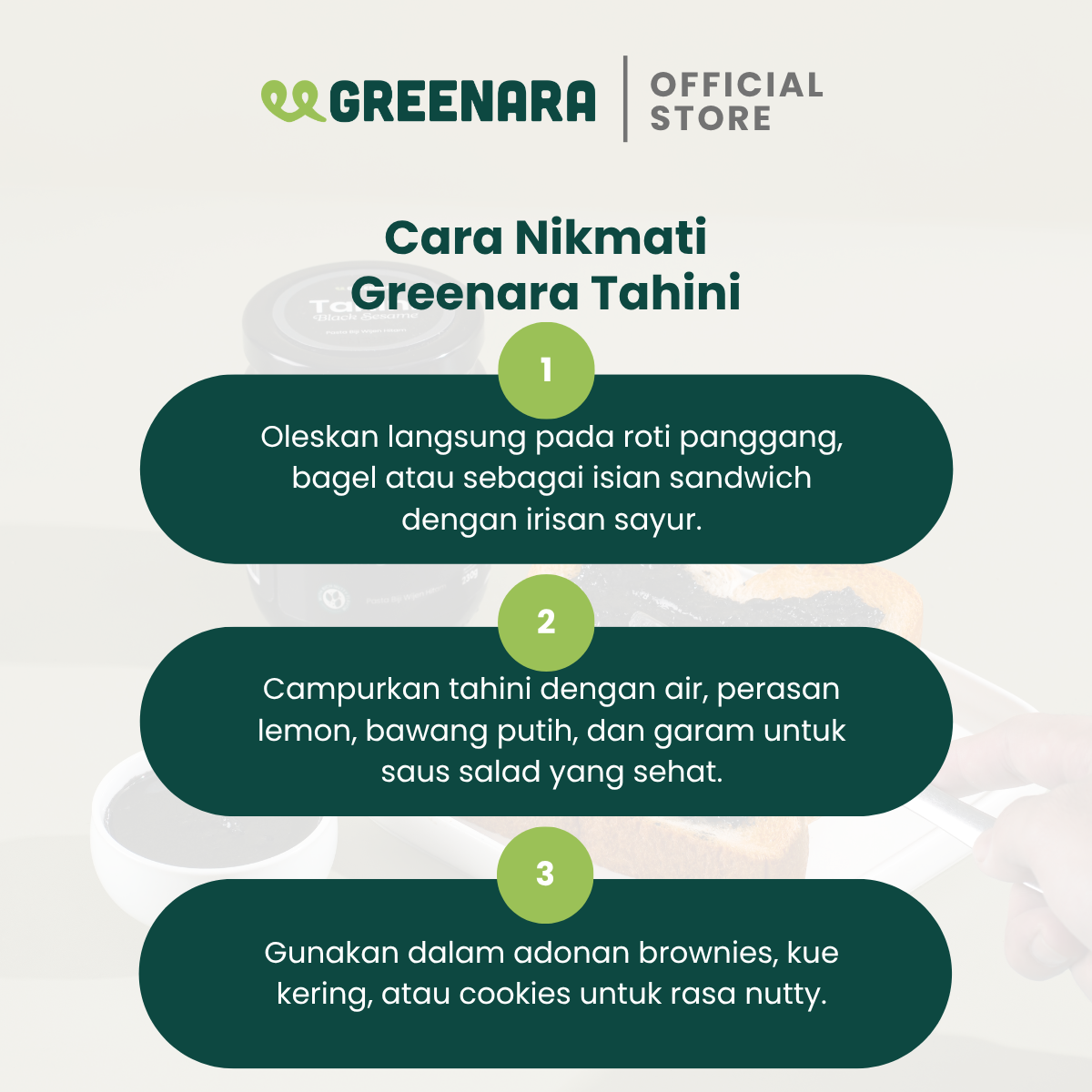 Greenara Tahini Biji Wijen Hitam Alami 1Kg / Selai Wijen