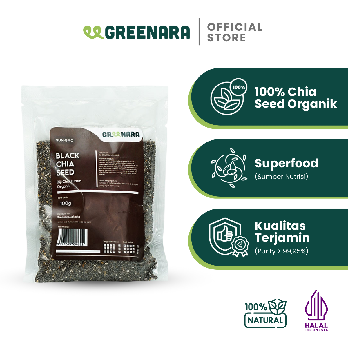Biji Chia Hitam Organik/ Organic Black Chia Seed