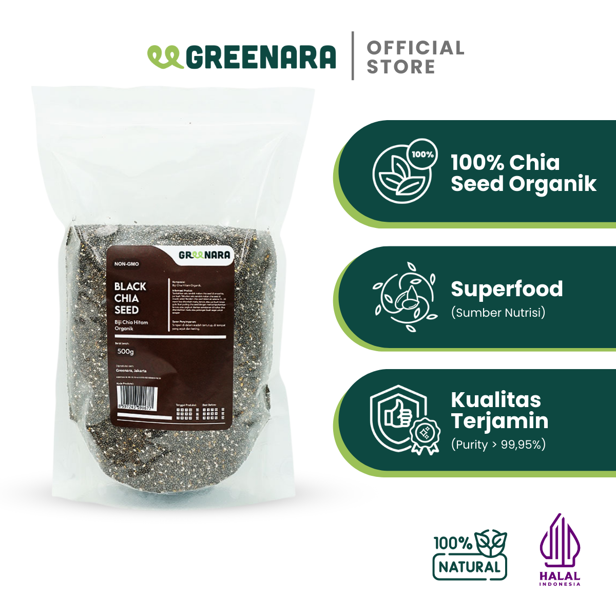 Biji Chia Hitam Organik/ Organic Black Chia Seed