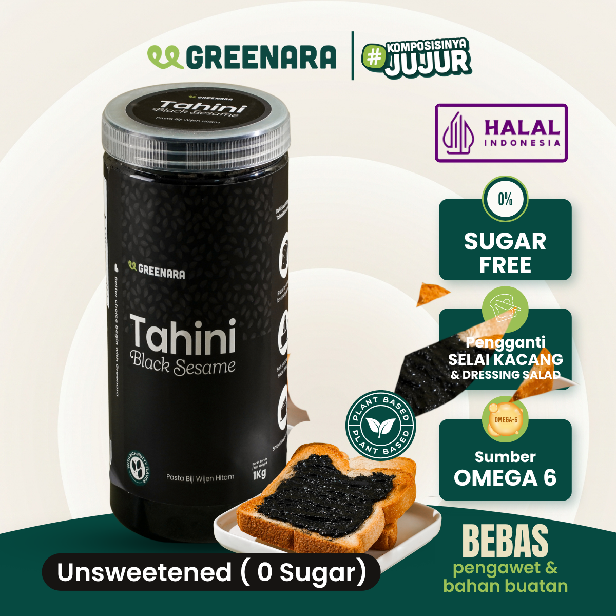 Greenara Tahini Biji Wijen Hitam Alami 1Kg / Selai Wijen
