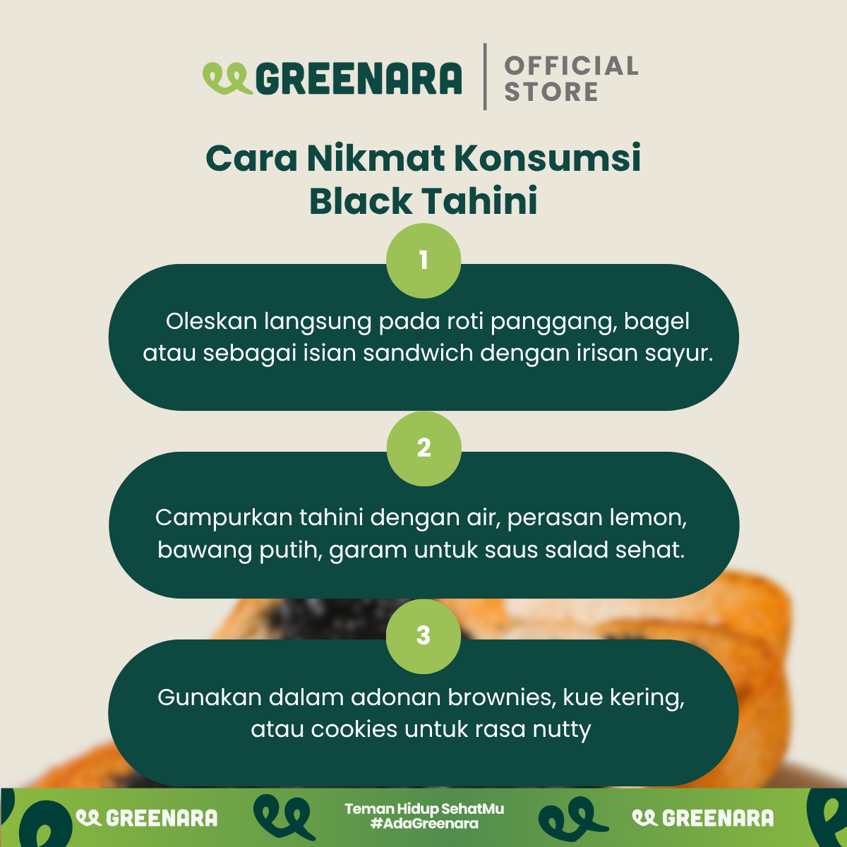 Greenara Tahini Biji Wijen Hitam Alami 1Kg / Selai Wijen