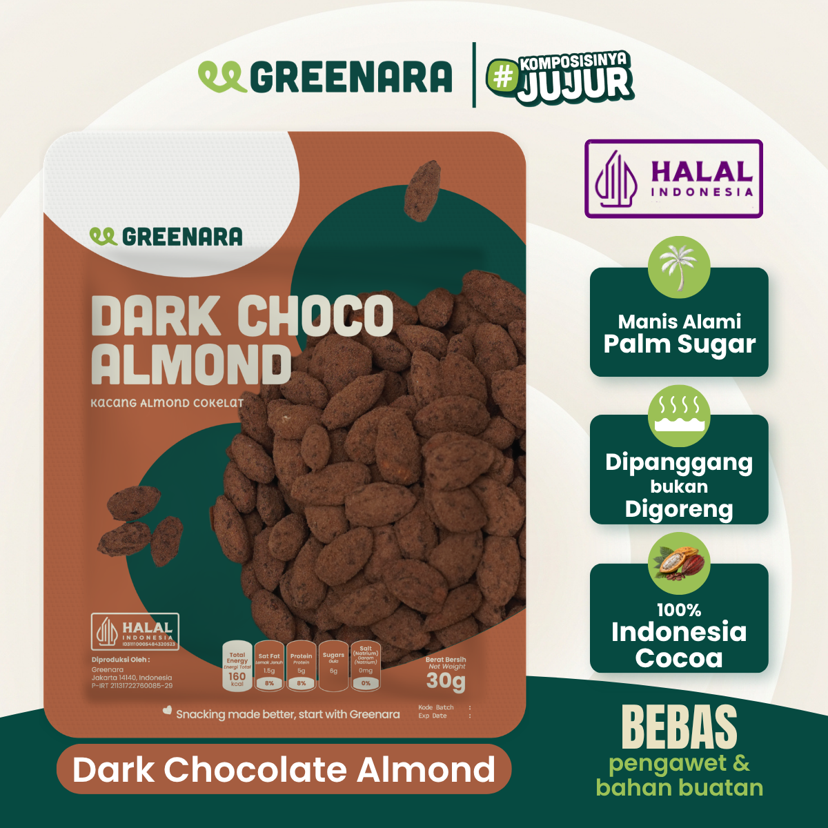 Greenara Snack Sehat Kemasan Individual / Pistachio / Almond / Mede / Walnut / Camilan Diet