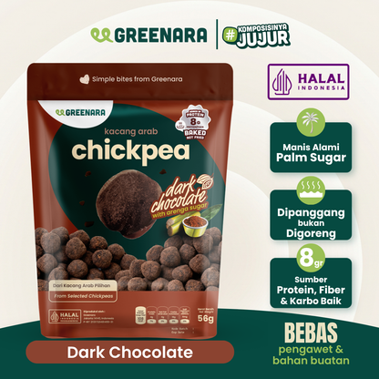 Greenara Natural Roasted Chickpea Dark Chocolate 56g / Kacang Arab Panggang Coklat / Snack Sehat