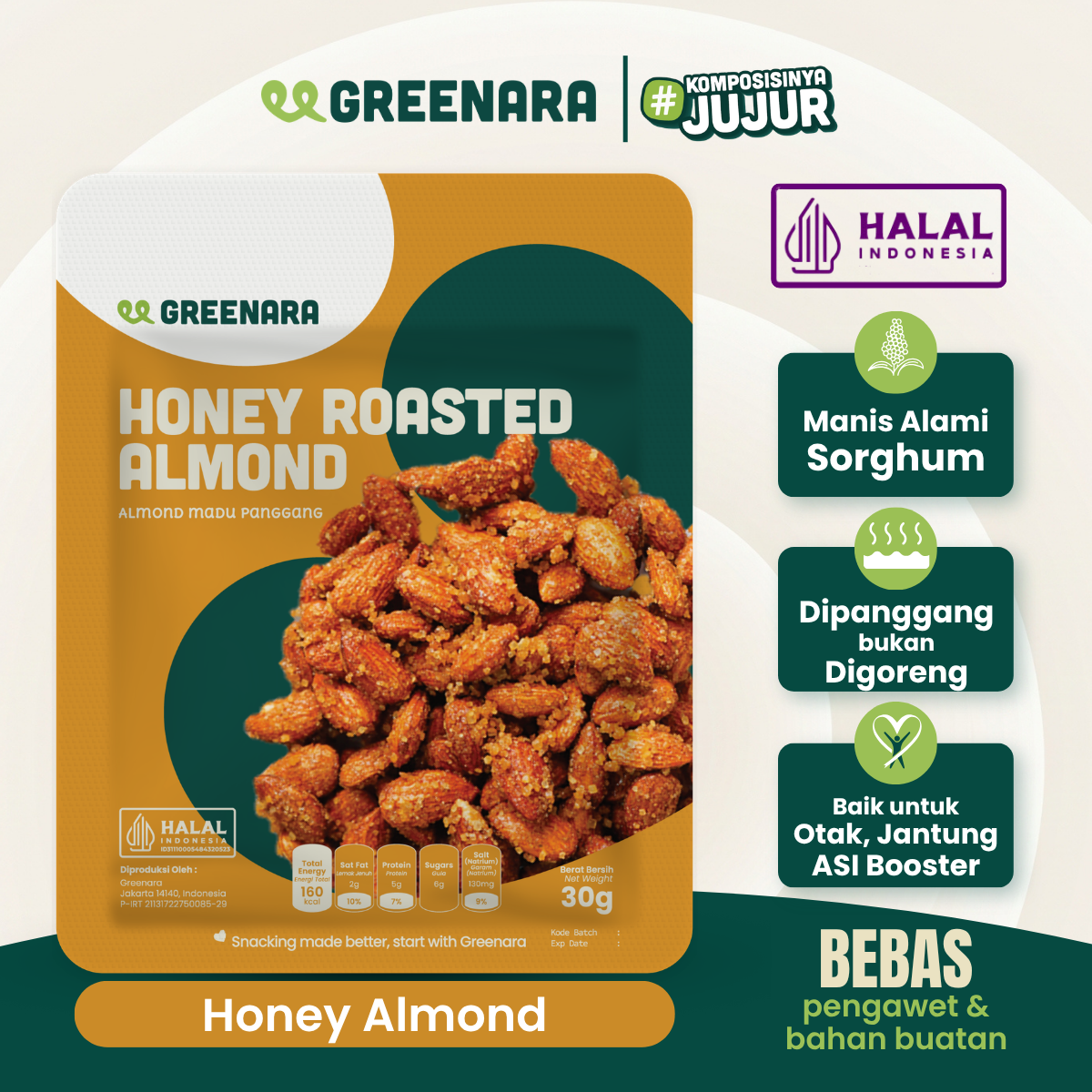 Greenara Snack Sehat Kemasan Individual / Pistachio / Almond / Mede / Walnut / Camilan Diet