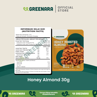 Satu Porsi Almond Panggang Madu 30g / Almond Madu